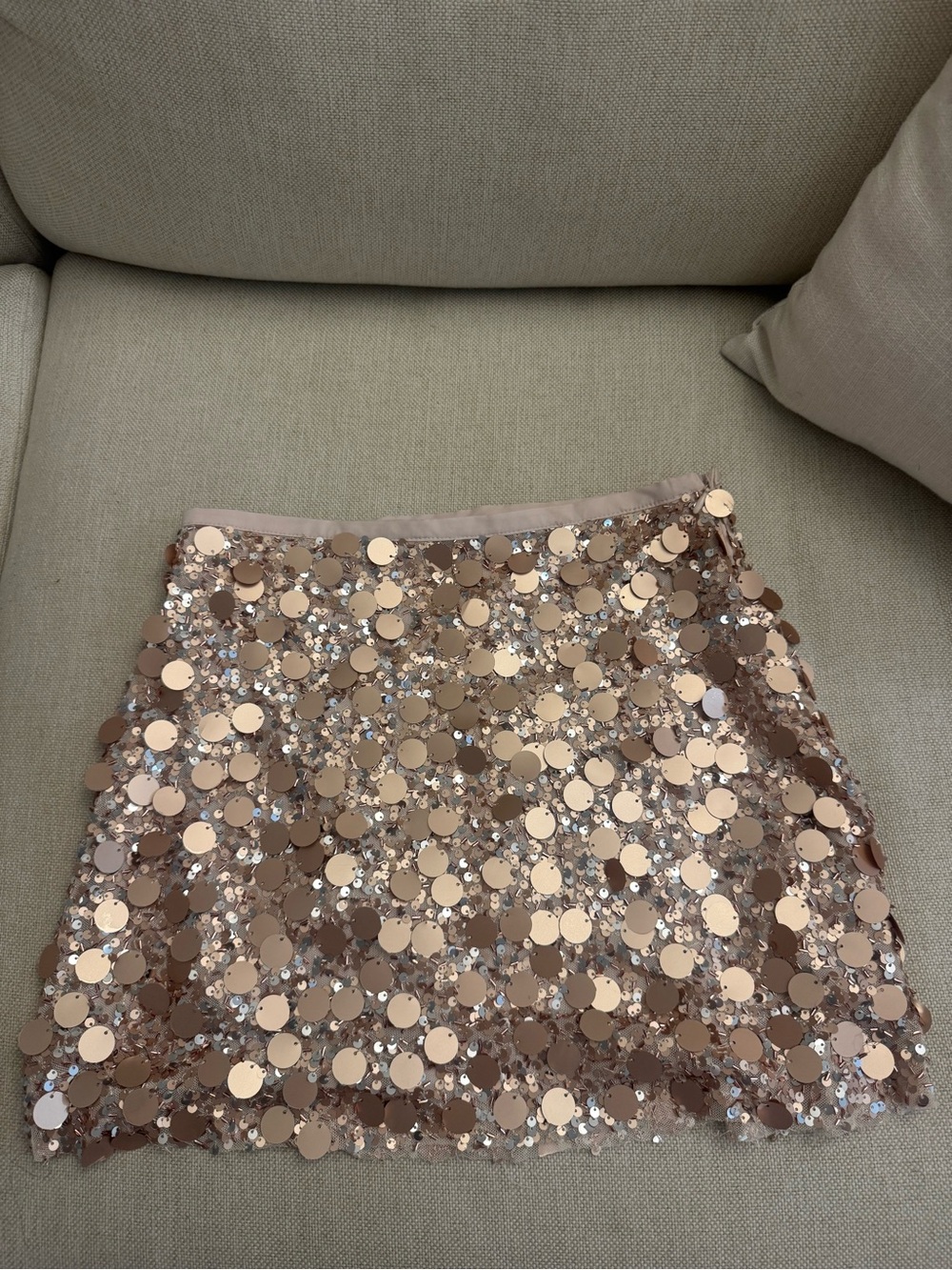 Zara Rose Gold Sequin Mini Skirt